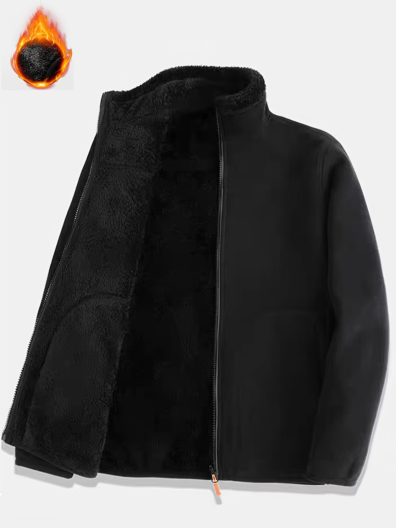 Chaqueta Cuello Levantado Forro Polar Hombre Abrigo Activo - Temu