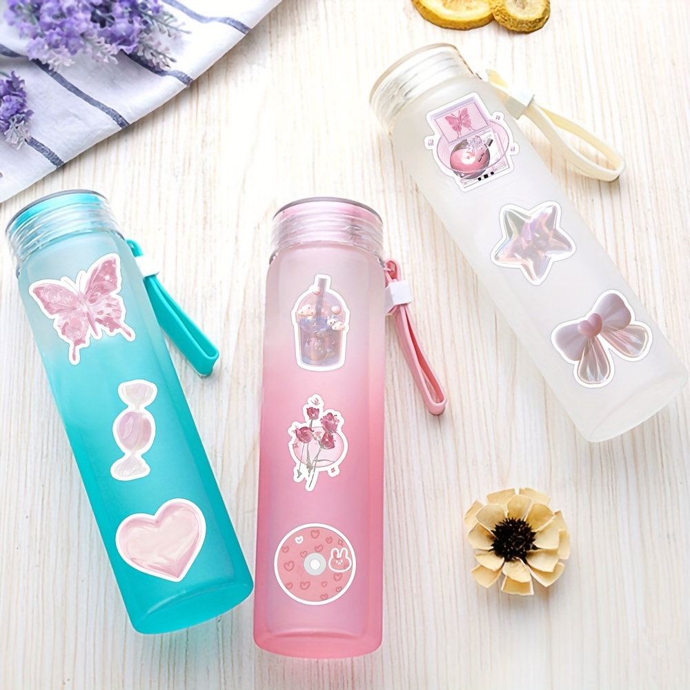 Cute Stickers for Water Bottles 50pcs, Waterproof Vinyl Aesthetic Pink Vsco Stickers for Hydroflask Laptop Skateboard, Kawaii Sticker Pack for Kids