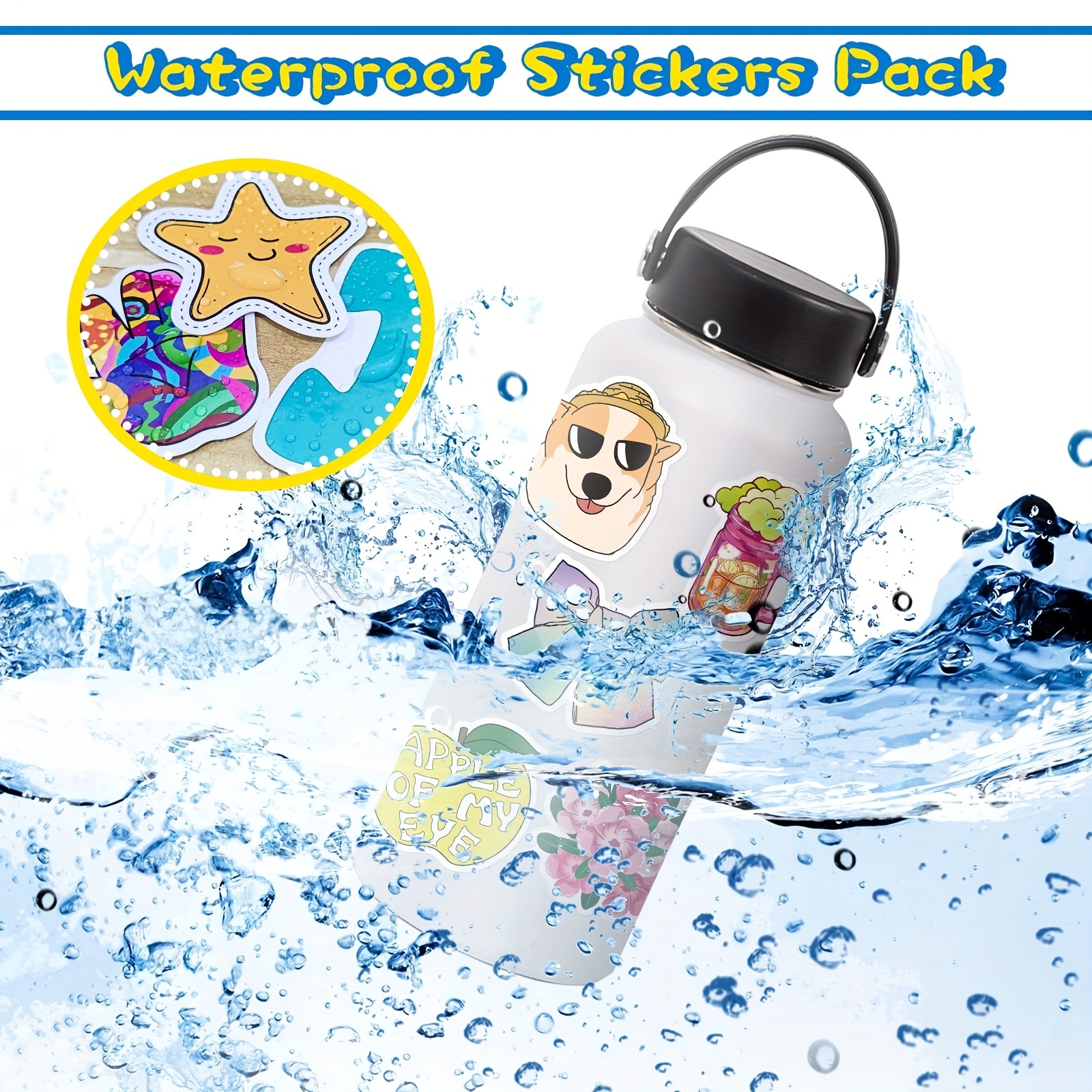 600pcs Water Bottle Stickers, Stickers Bulk for Kids, Adults, Cute Vinyl Waterproof Stickers for Kids, Hydroflask, Laptop, Skateboard, Mixed