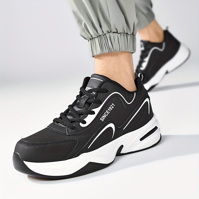 Sporty Chunky Shoes For Men, Colorblock Letter Graphic Lace Up Sneakers