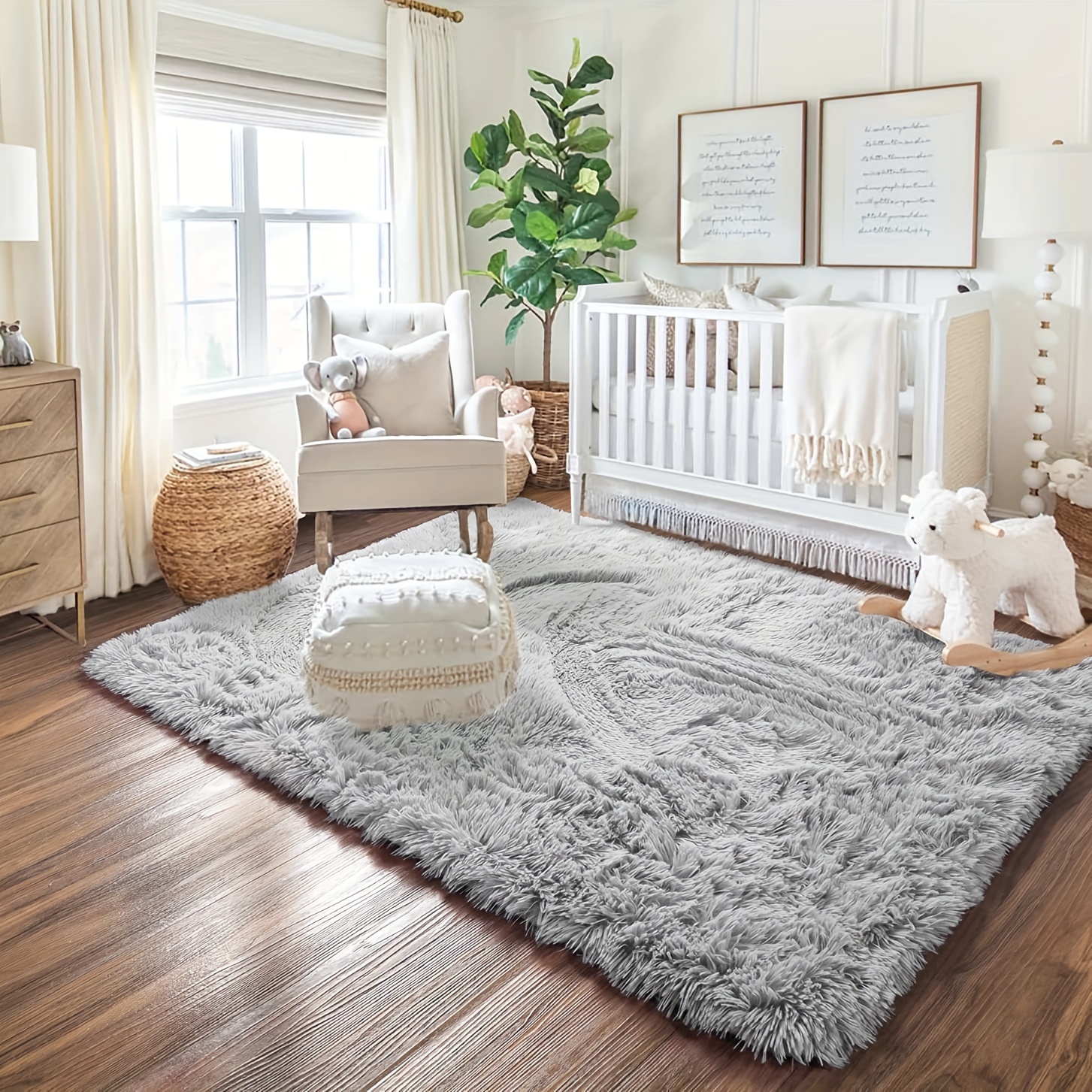 Machine Washable Area Rug for Bedroom, Dorm Room, Small Fluffy Soft Faux  Fur Rugs Non-Slip Floor Carpet, Kids Nursery Modern Home Decor Grey