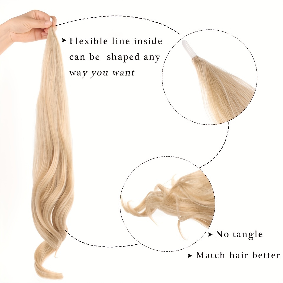 Synthetic Long Wavy Curly Ponytail Extensions Flexible Wrap Temu