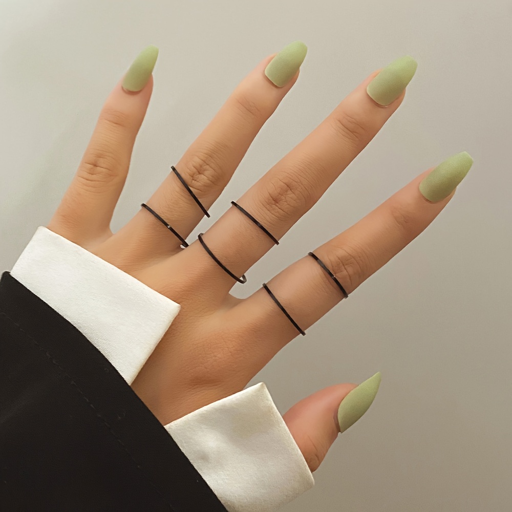 Simple Black Ring Set Punk Gothic Decoration Women's - Temu