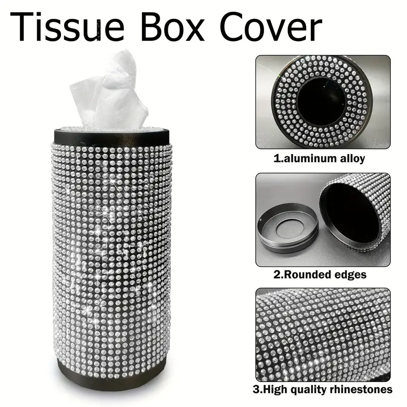 Metal Cylinder Car Tissue Box bling Car Tissue Holder Tissue - Temu