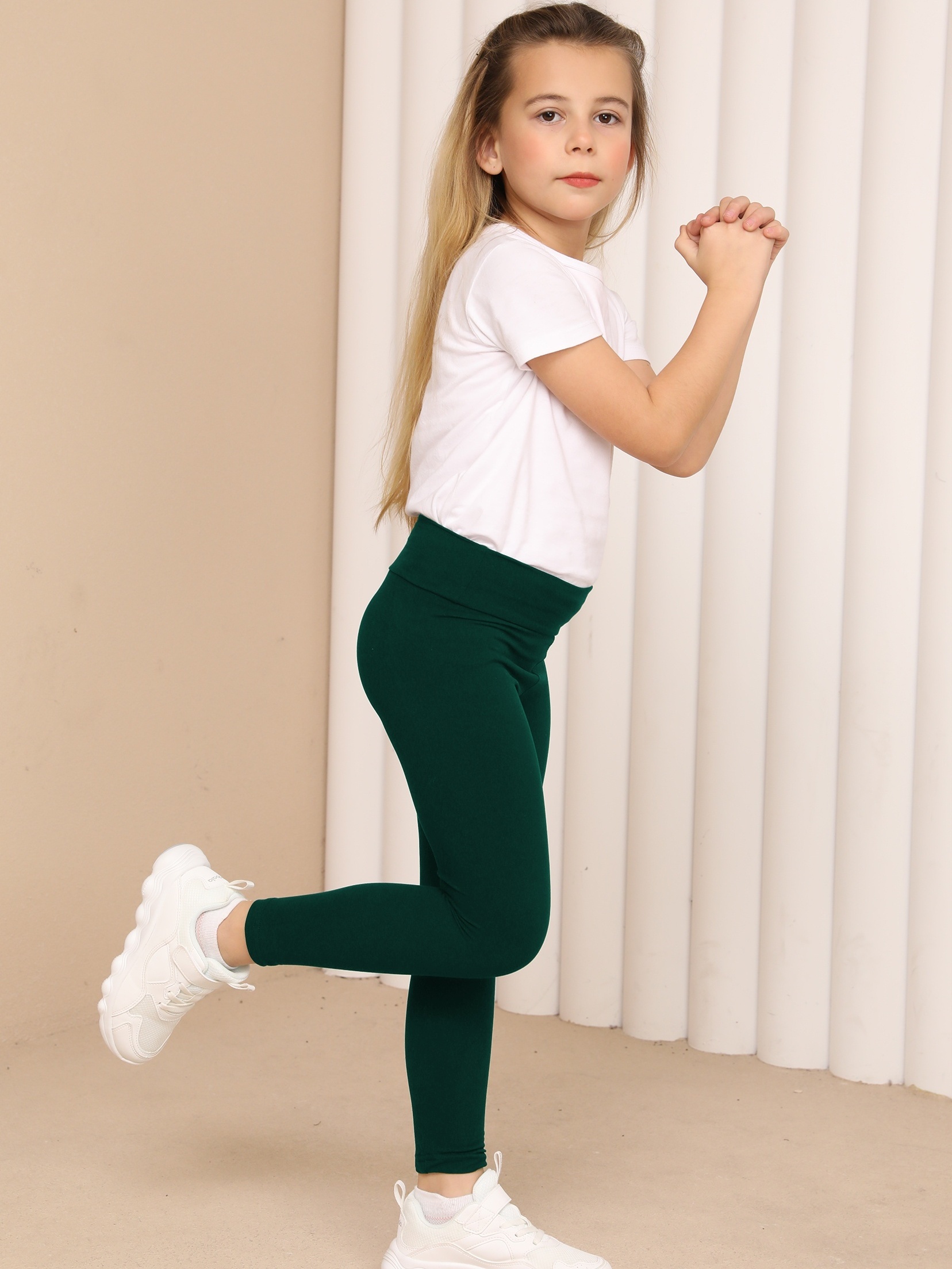 Toddler Girl's Leggings Plain Color Stretchy High Waist - Temu Canada