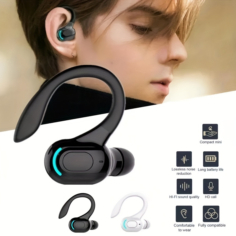 

Wireless Earphone Ear Hook Mini Business Headphone Hifi Bass Noise Cancelling Sports Gaming Earbuds Headset