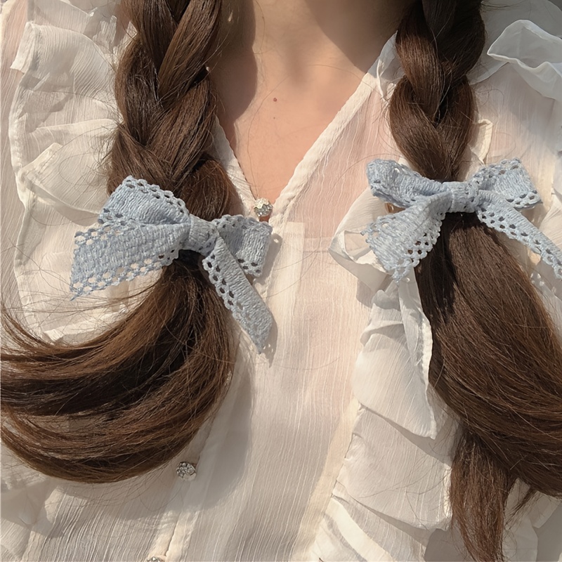 Lace Bow Hair Clip White Blue Sweet Hair Clip Hair Tie - Temu