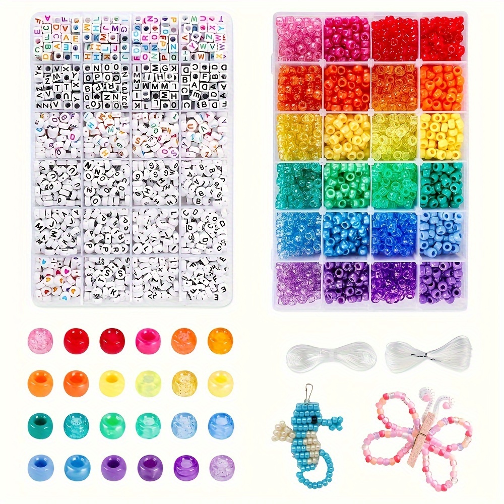 Quefe 3960pcs Pony Beads for Bracelet Making Kit 48 Colors Kandi