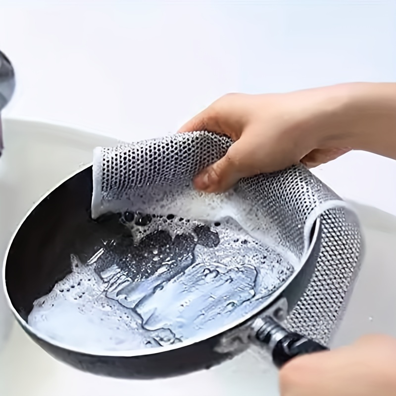 Chiffons de filet en métal de lavage de vaisselle, chiffons de vaisselle de  fil polyvalents remplacent les éponges de cuisine épurateurs de vaisselle  non rayés pour les pots de vaisselle