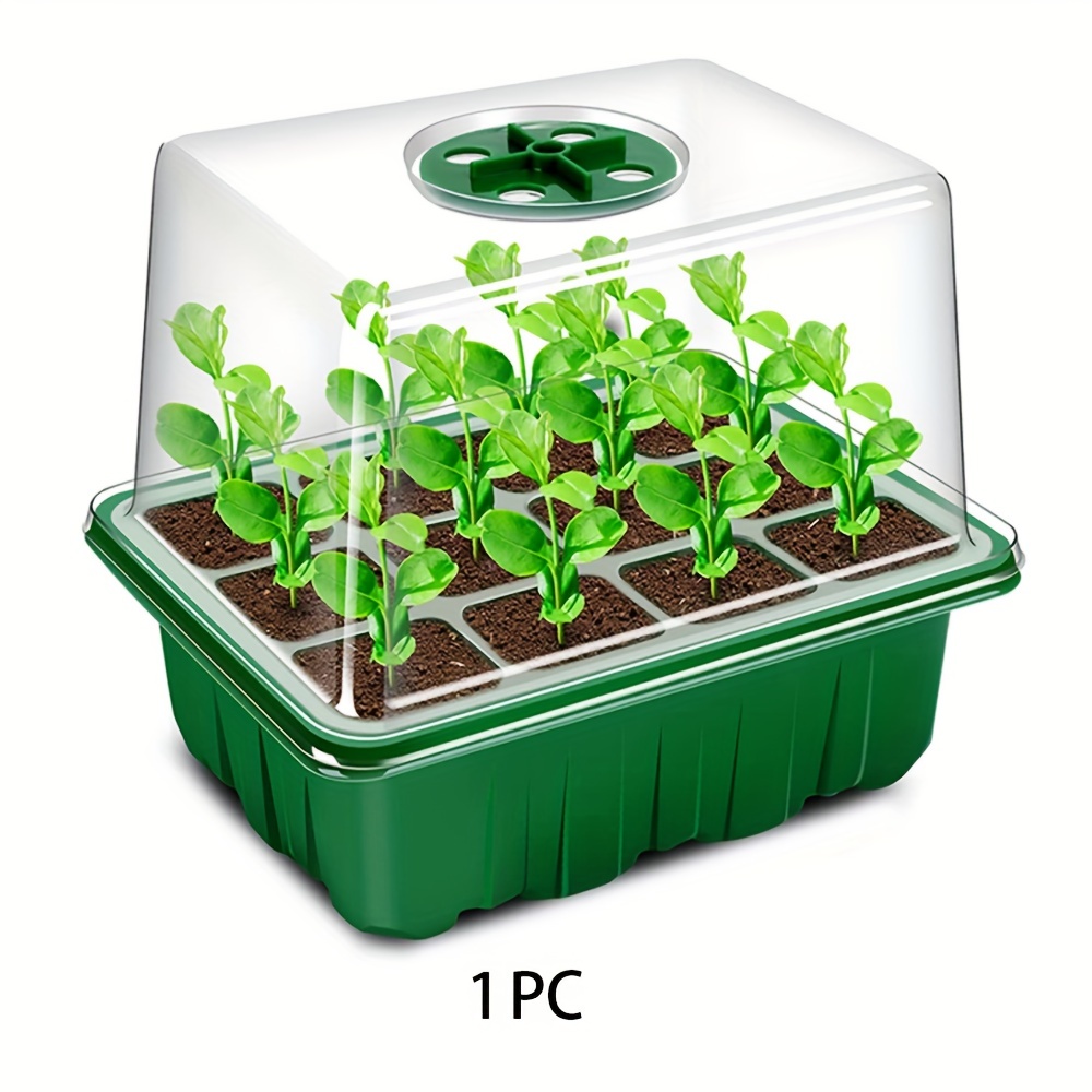 1pc Green Seedling Trays, Sprout Vegetable Trays, Plastic Garden Seedling  Trays, Plant Starter Kit With Adjustable Humidity Dome And Base, Indoor Gree