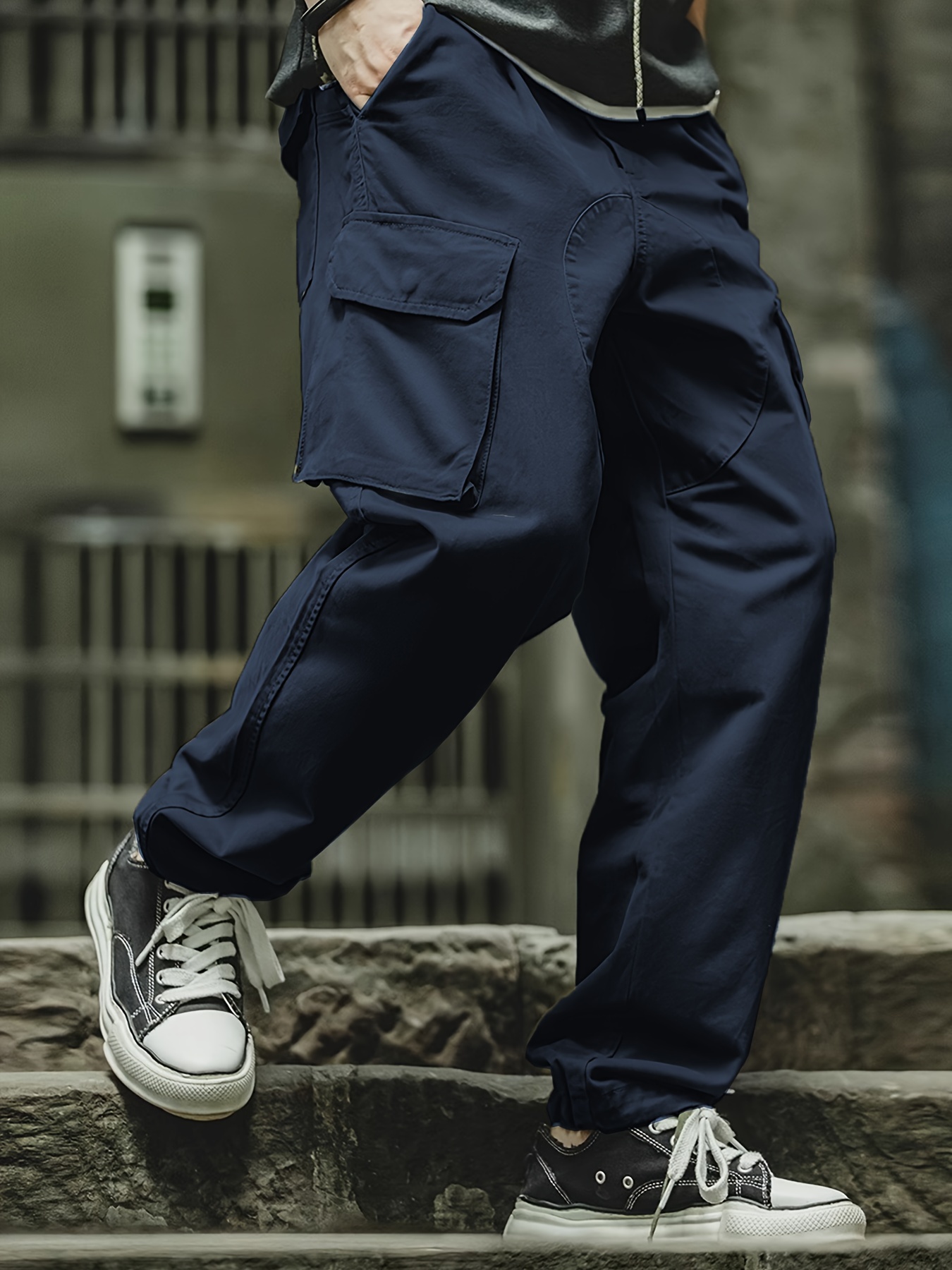 Men's Trendy Cargo Pants Multi Pockets Casual Elastic Waist - Temu