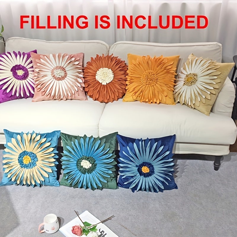 Handmade 3d Flower Velvet Throw Pillow Dutch Velvet Flower - Temu