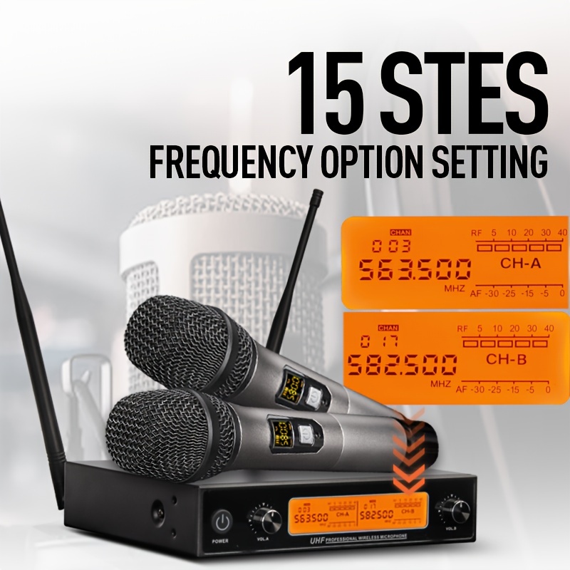 Campmoy Wireless Karaoke Microphone System, 160 ft Range, Metal Dual  Dynamic Handheld Mic System, 1/8''＆1/4''Output, for Home Karaoke, Party,  Church
