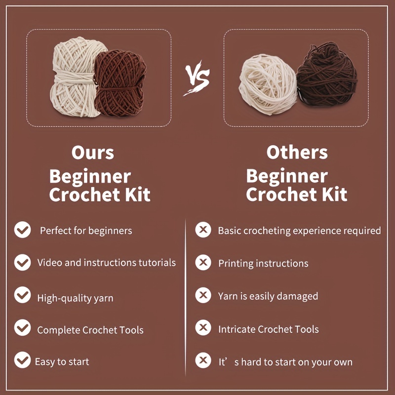 Beginner Crochet Kit, 3 Pcs Animals Crochet Knitting Crafts Kits for Kids  and Adults 