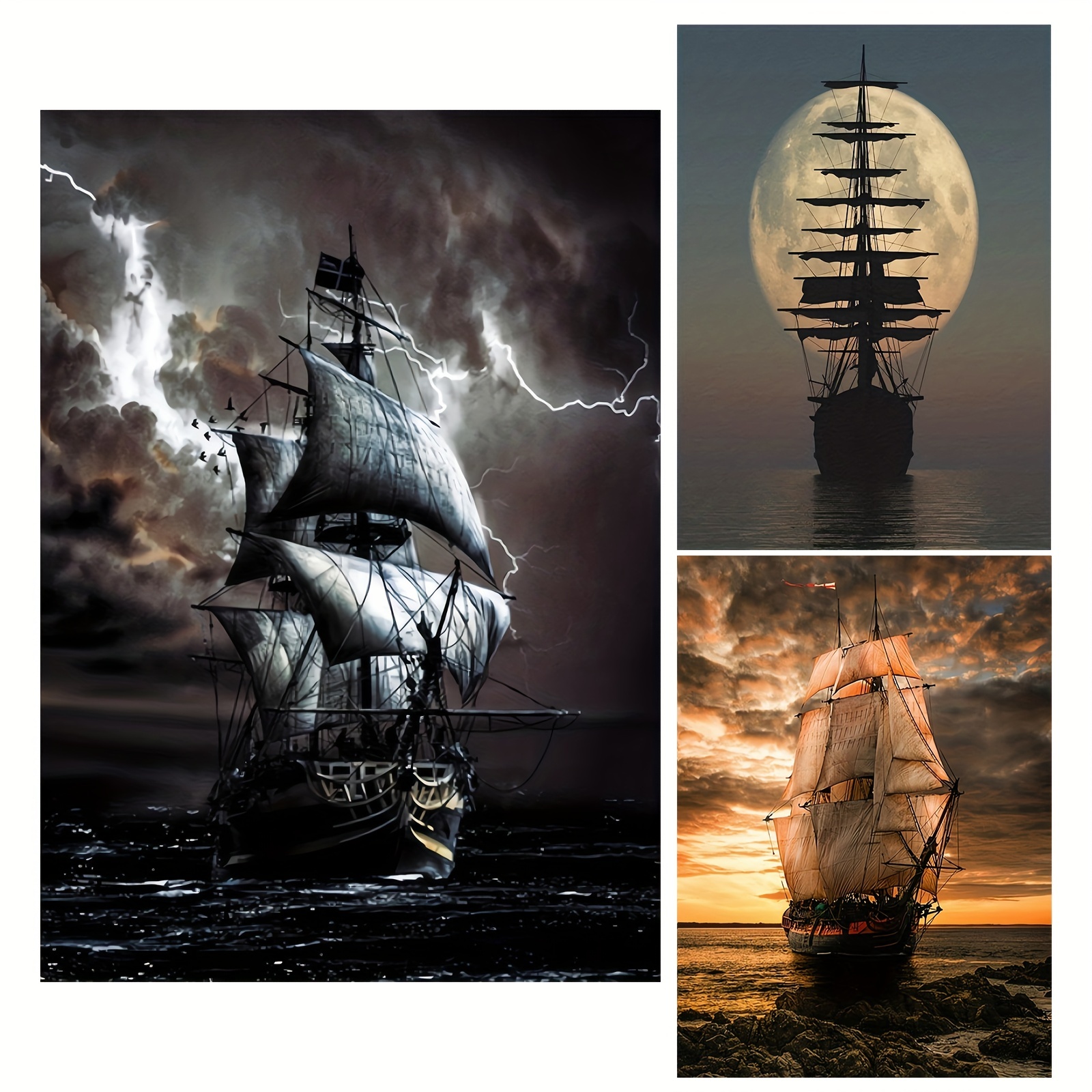 1pc Canvas Art Vintage Pirate Ship At Sea Posters Black Sailboat Waves  Painting Wall Pictures Living Room Decor No Frame - Home & Kitchen - Temu