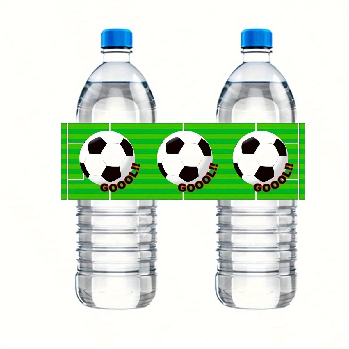 

6pcs, Green Football Pattern Water Bottle Sticker Football Sports Theme Birthday Party Supplies Tableware Water Cup Sticker Diy Beverage Bottle Sticker