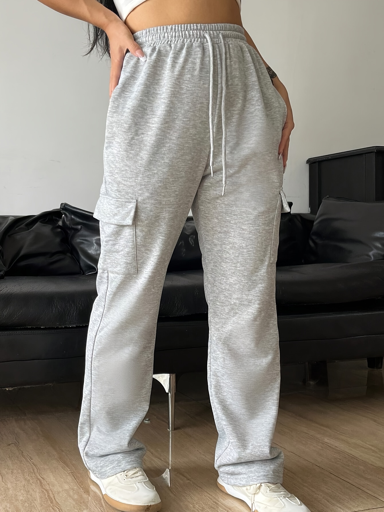 Women's Fashionable Solid Color Sweatpants Drawstring Casual - Temu