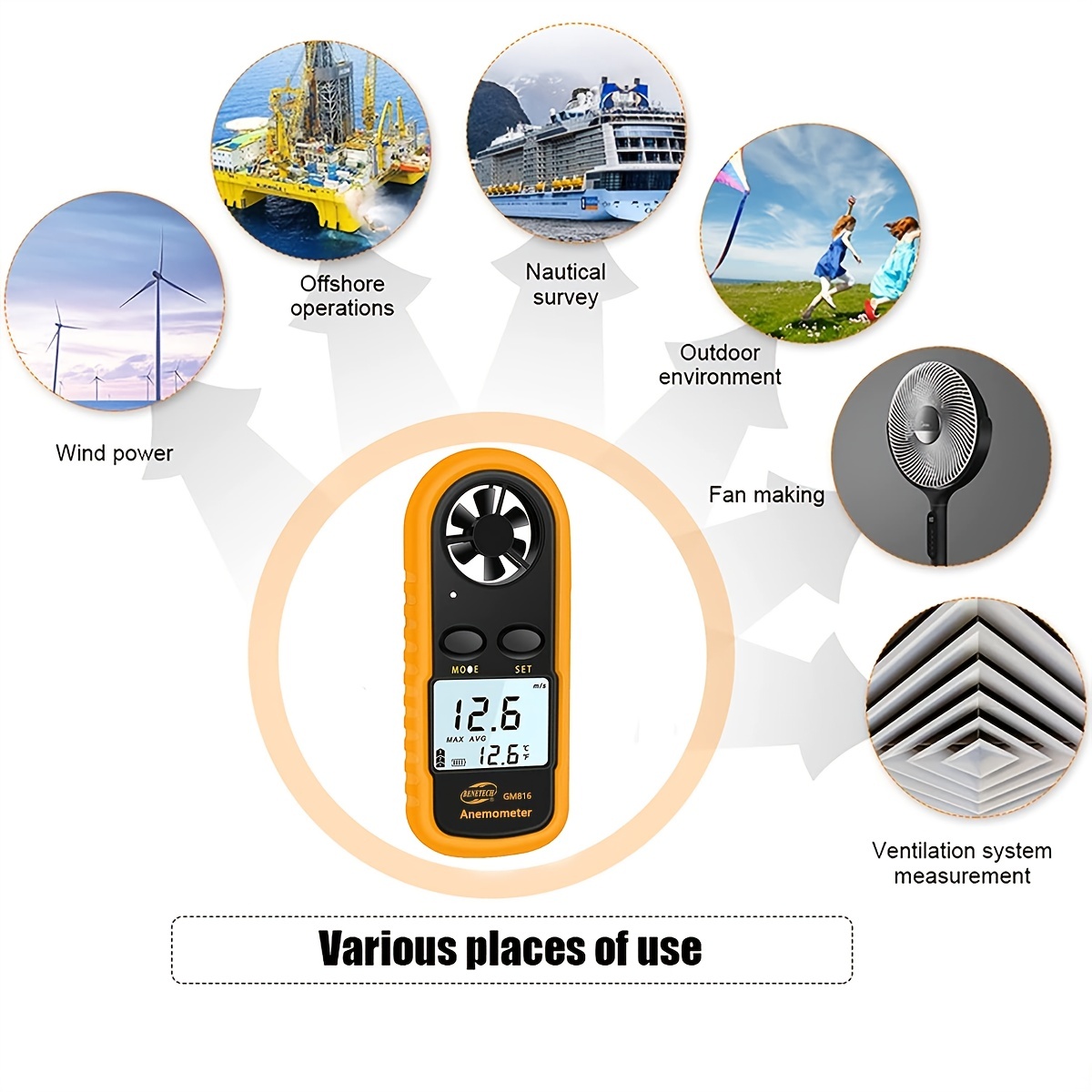 Qotone GM816 Portable Air Velocity Wind Speed Temperature Gauge - Safety  Solutions and Supply