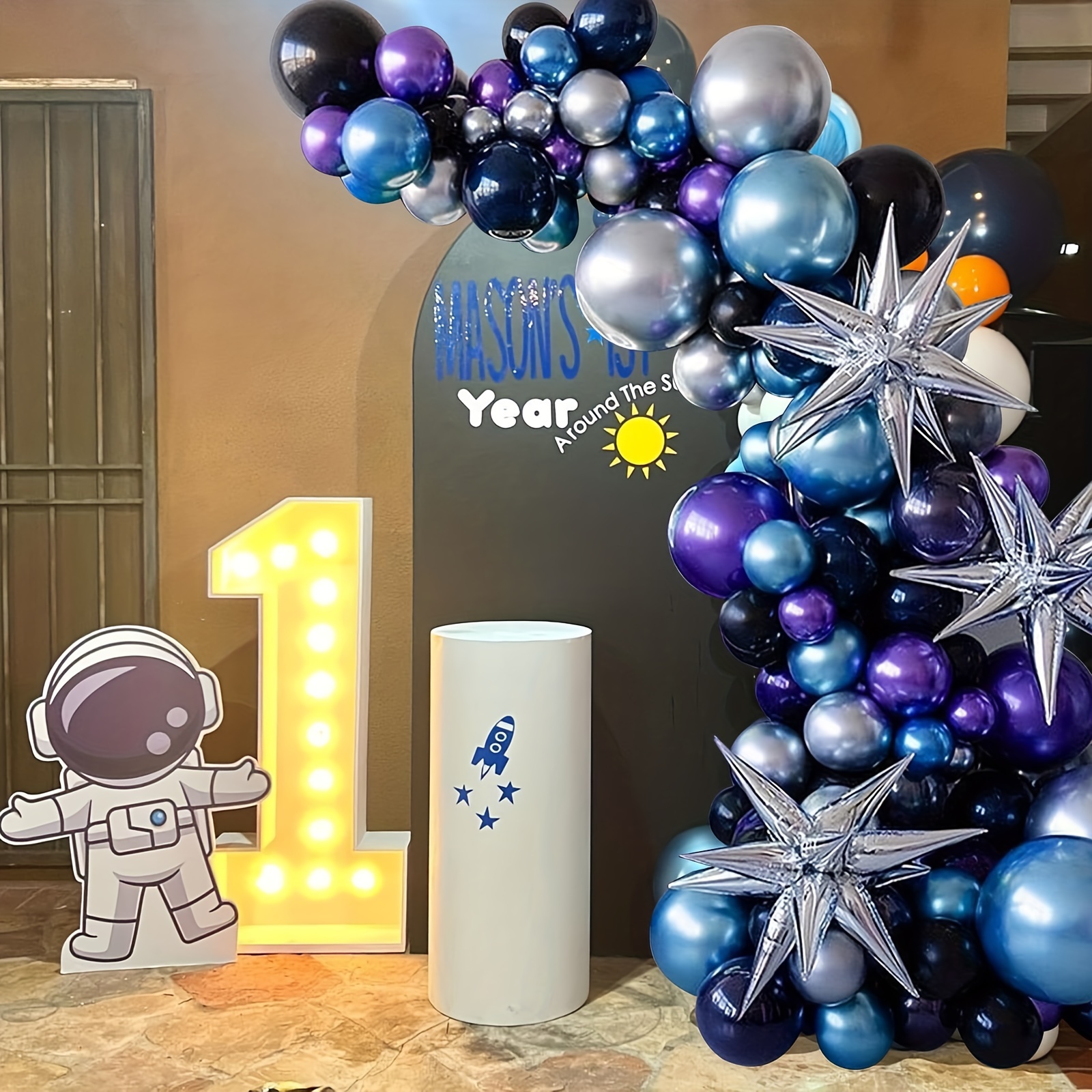 134Pcs palloncini a tema eroe arco cromato metallizzato argento blu viola  palloncino Globos per Baby Shower Hero Birthday Party Decor