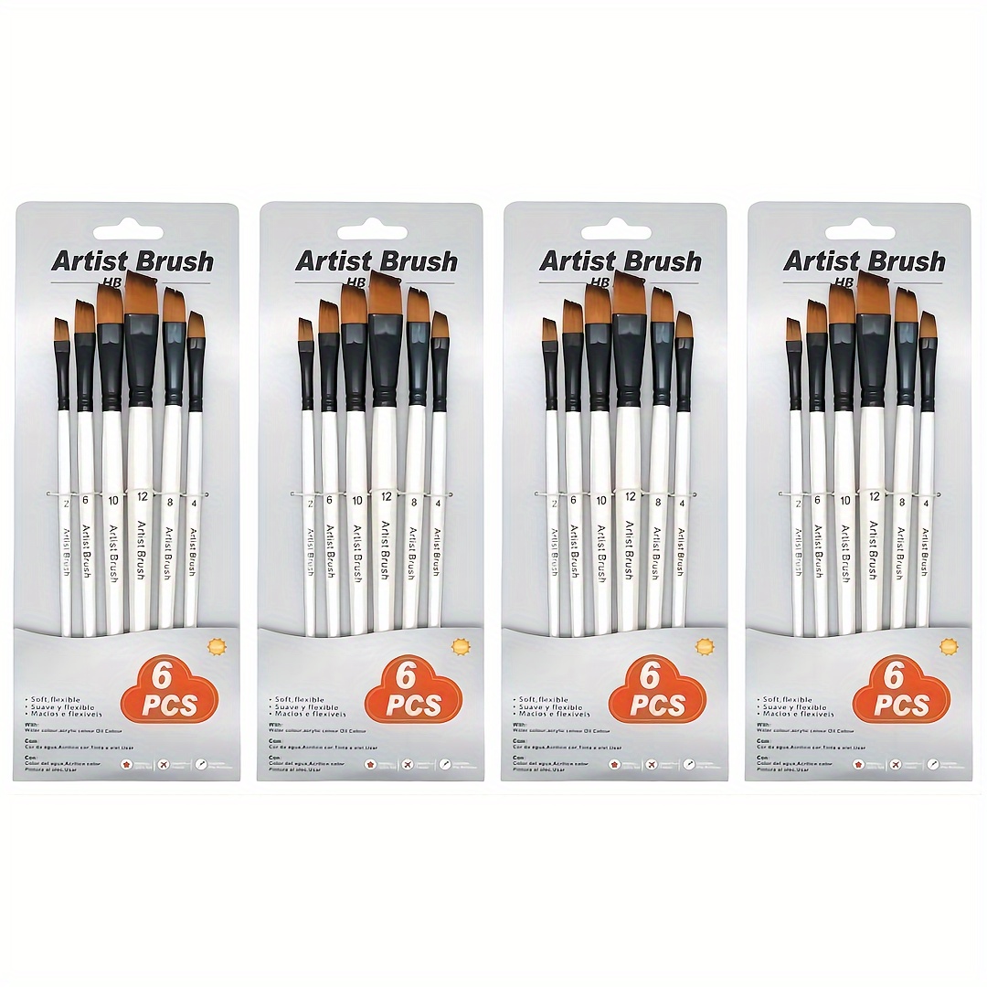 Oil Painting Acrylic Watercolor Gouache Nylon Brush Set For - Temu