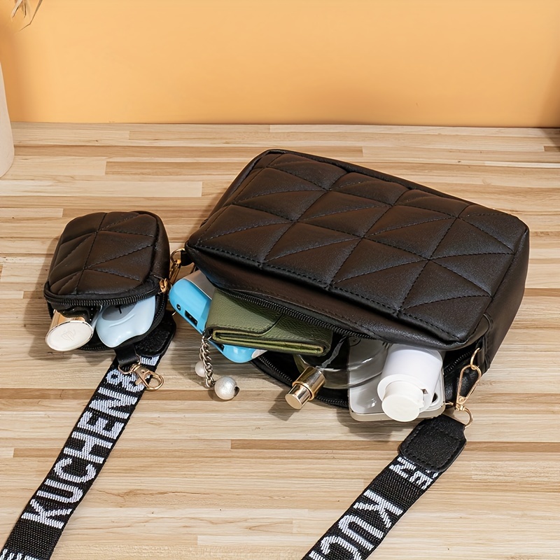 women's casual crossbody bag diamond embroidery pvc - Temu