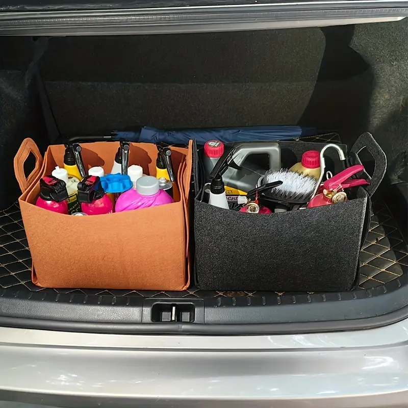 Car Felt Folding Storage Basket Car Trunk Hand Storage Box - Temu