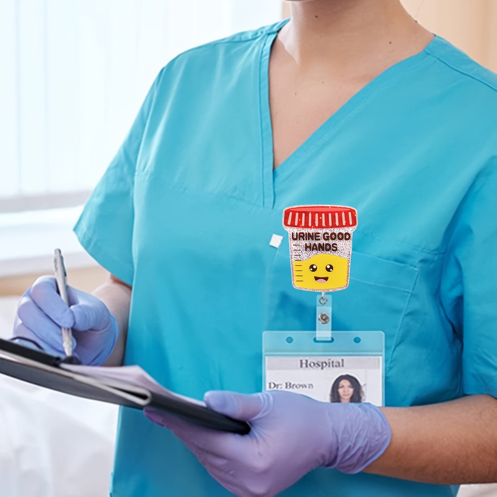 Nurse Retractable Badge Reel Clip Urine Good Hands Id Badge - Temu Canada
