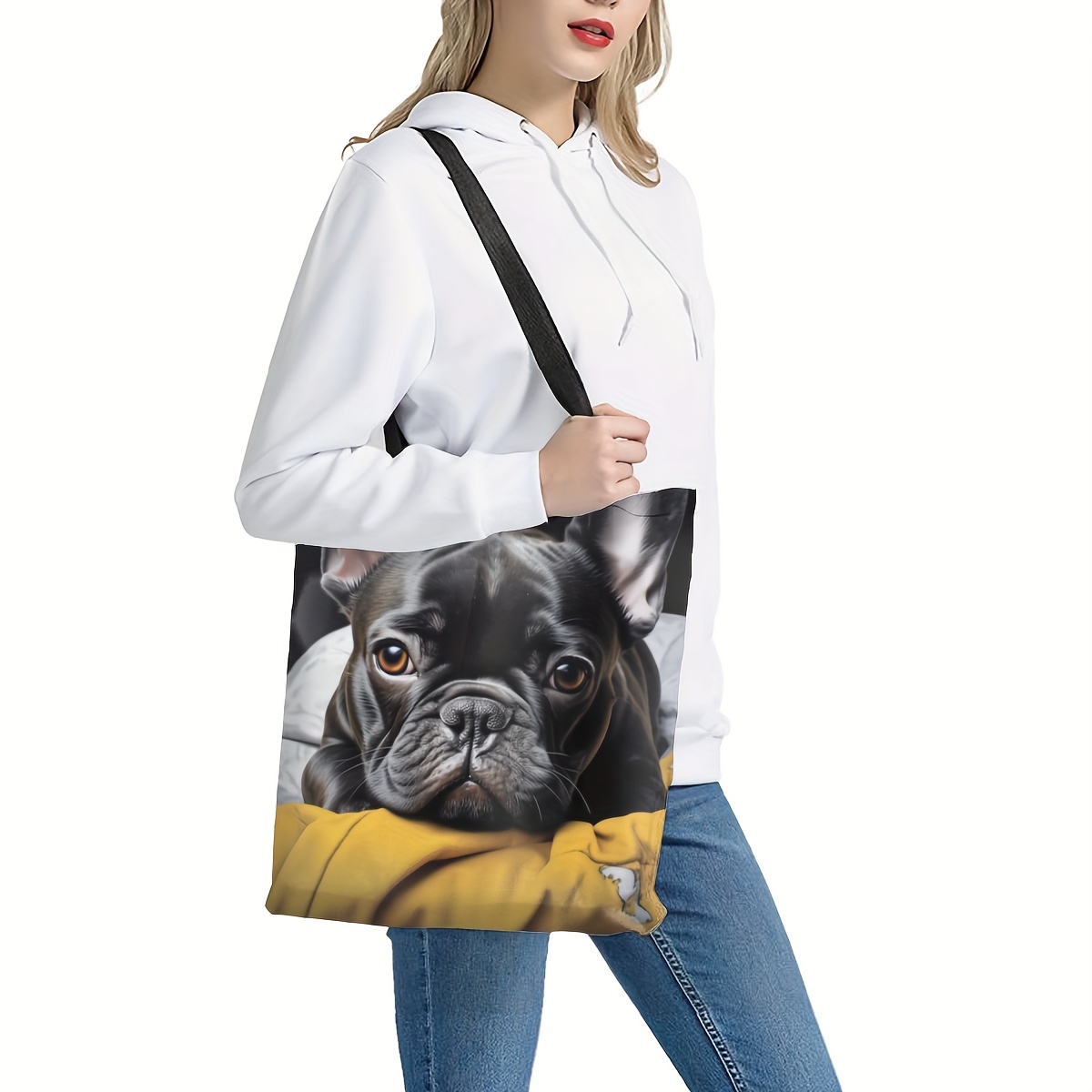 

Cute French Bulldog Printed Shoulder Bag, Women's Versatile Storage Handbag, Shopping & Commuting Bag