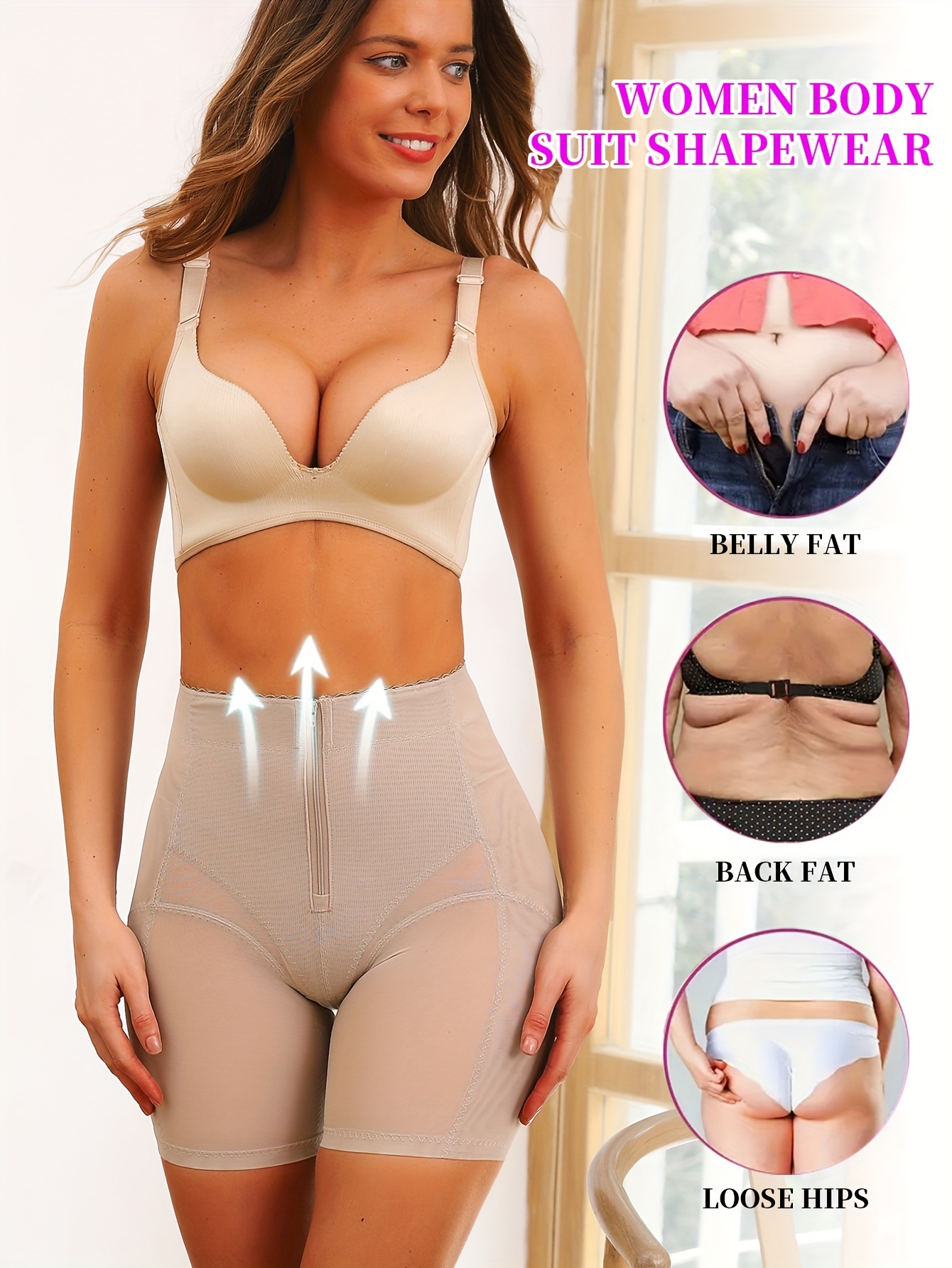High Waist Zippered Tummy Control Underwear Women's Lower Belly