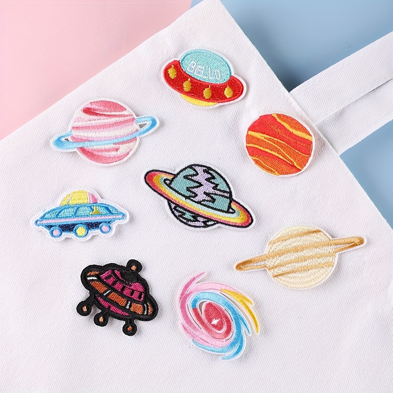 New Arrival Round Space Alien Rocket Eyes Stranger Things UFO Iron Patch  for Clothing Punk Embroidered DIY Parches Applique
