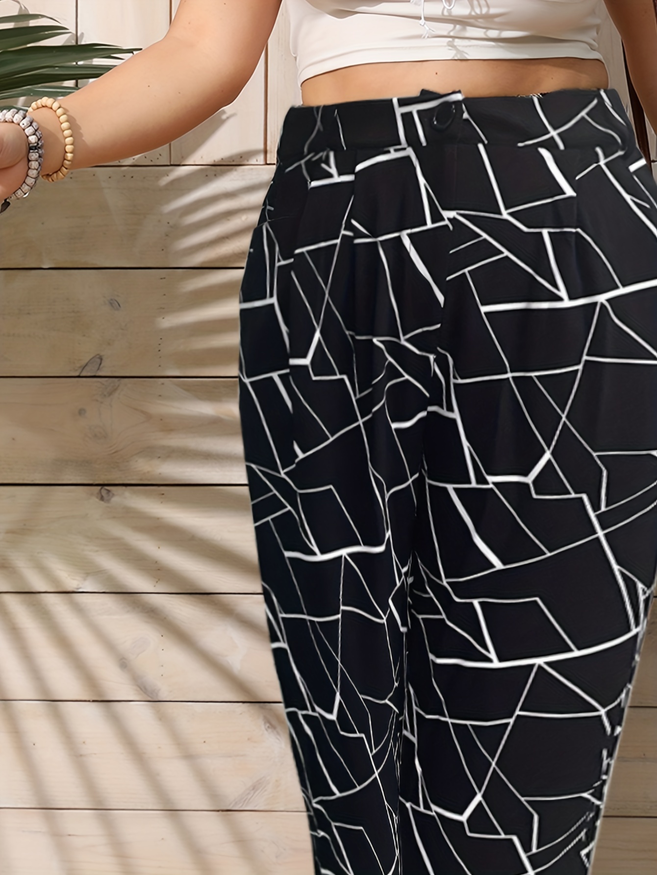 Formal Pants Women's Plus Random Print High Rise Straight Leg