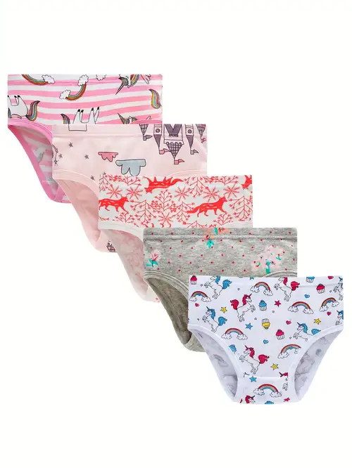 6 Pc Girls Panties 100% Cotton Underwear Cute Children Panty