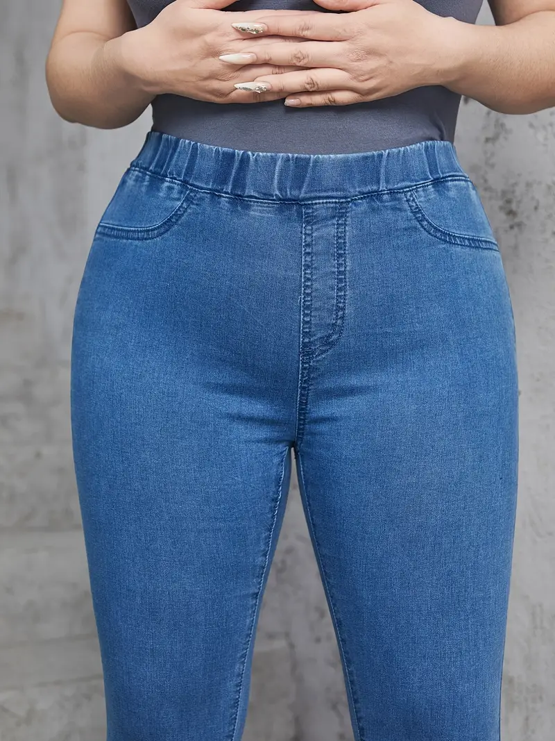 Plus Size Casual Skinny Jeans Women's Plus High Stretch - Temu