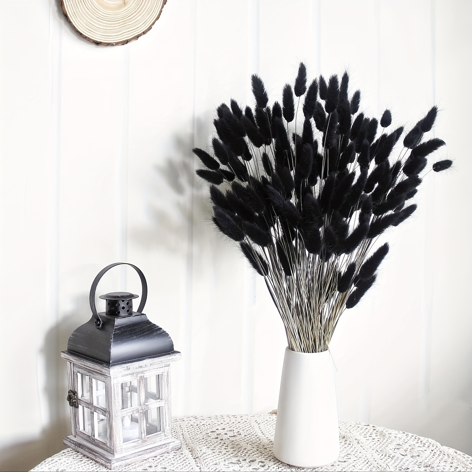 Large Monochrome Black Pampas Grass Bouquet With Black Bunnytails Pampas  Grass Home Decor Dried Flower Bouquets UK -  UK