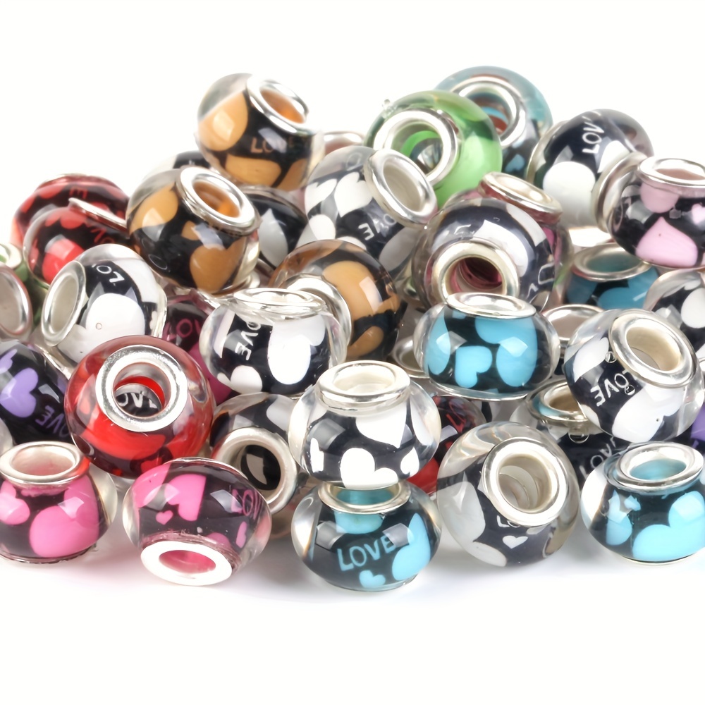 Round Resin Beads Loose Spacer Charm Beads Big Hole Jewelry - Temu