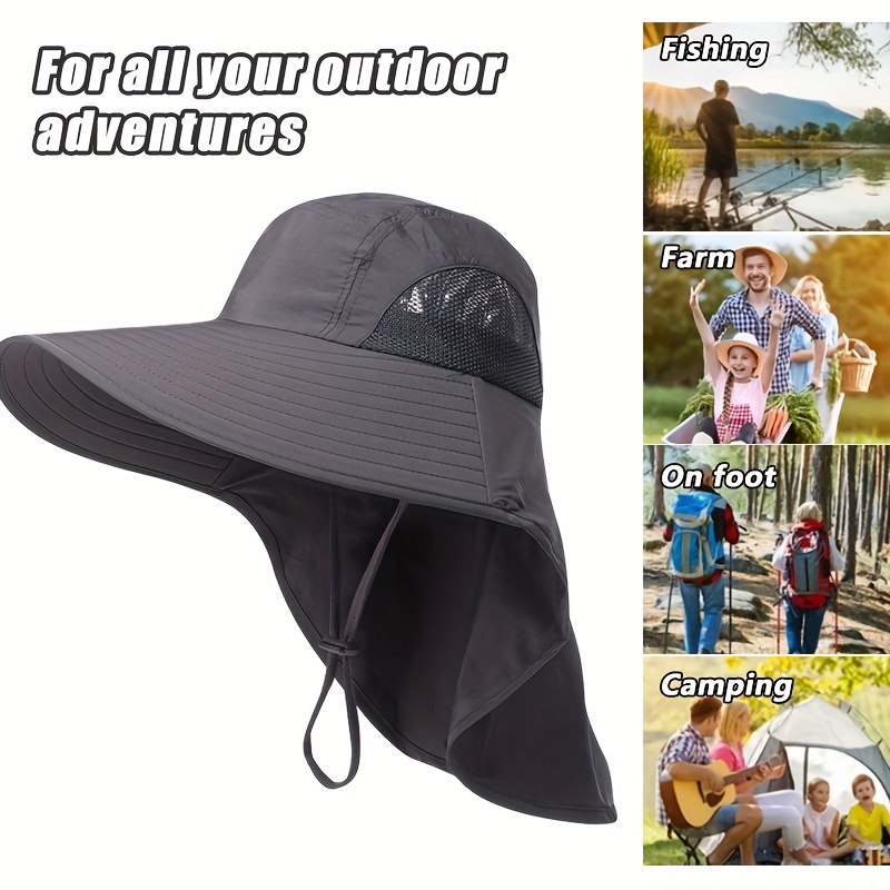 Summer Beach Neck Sunscreen Hat Mens Sun Protection Wide Brim Fishing Hat  Breathable Adjustable Solid For Outdoor Fishing Hiking Camping Summer  Holiday Ideal Choice For Gifts, Check Out Today's Deals Now