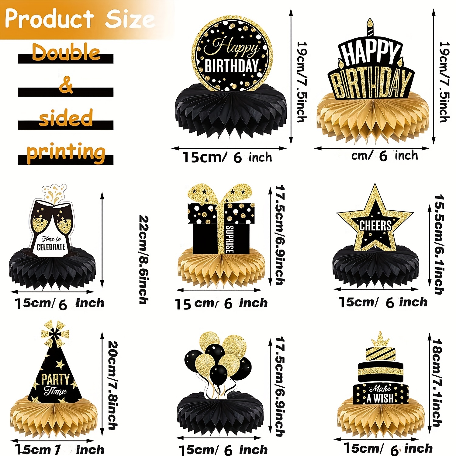 Black Golden Birthday Decorations Birthday Centerpieces For Tables