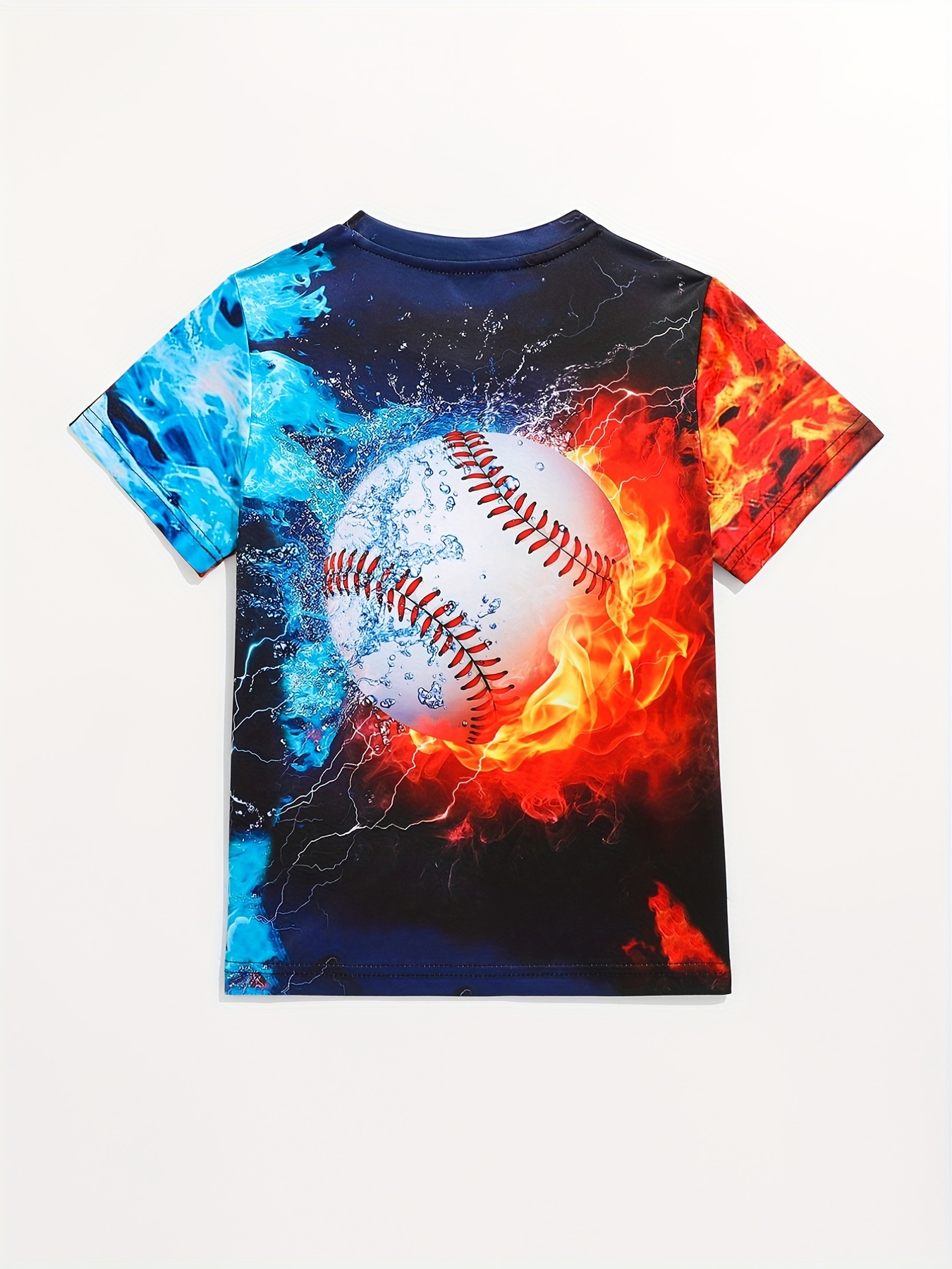 Digital T Temu Boy\'s Flaming shirt - Basketball 3d Graphic Print