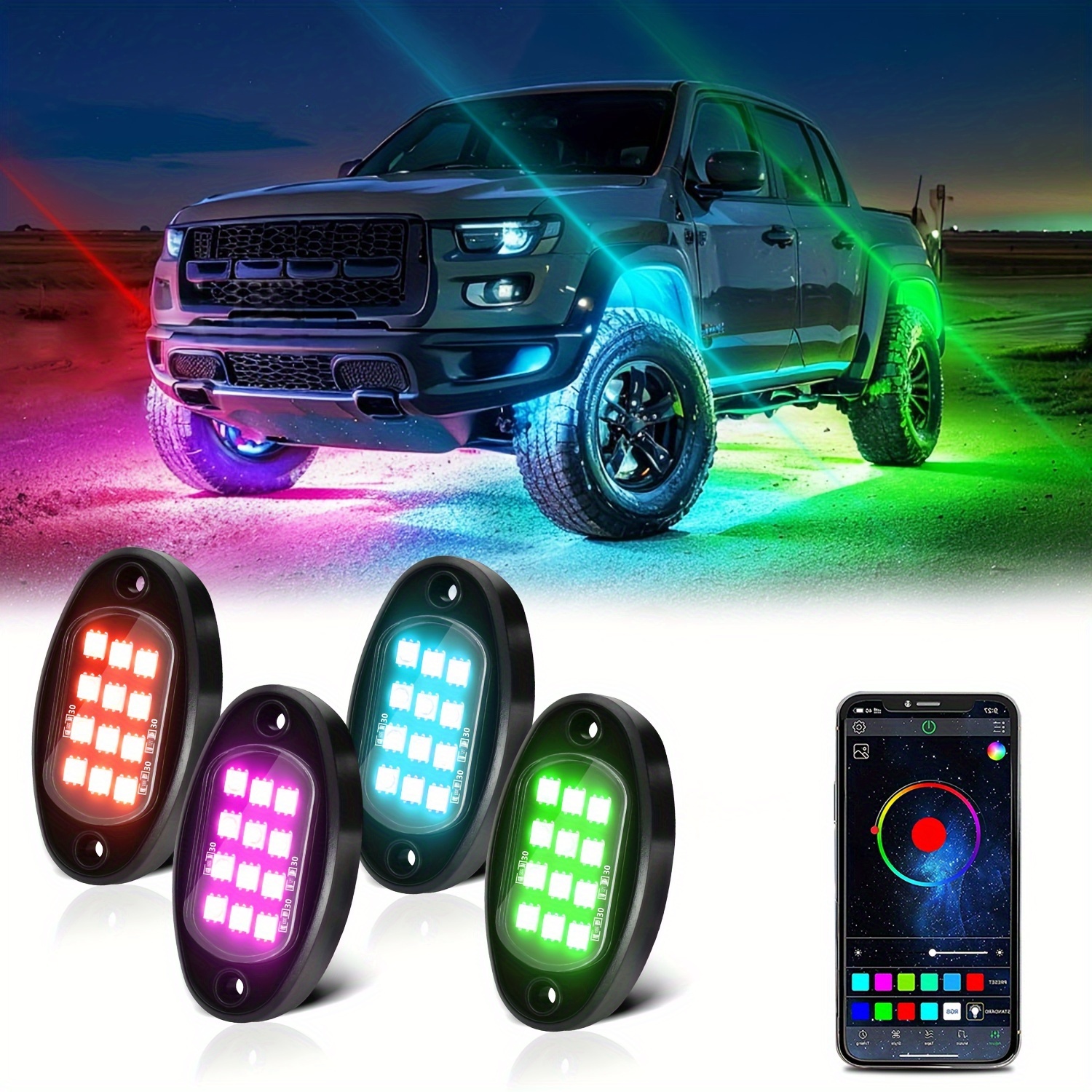 LED Neon Lights 12V 24V off-Road Under Wheel Light for Jeep ATV SUV Offroad  Car Truck Boat 9W LED Rock Light - China LED Rock Light, RGB LED Rock Light
