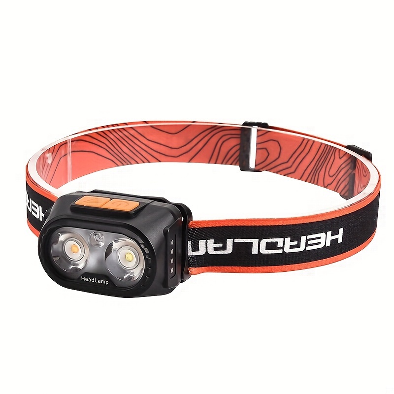 

1pc Rechargeable, Super Bright White Light Warm Light Red Light Led Headlamp, 7 Modes, Motion Sensor, , For Outdoor Fishing Camping Running