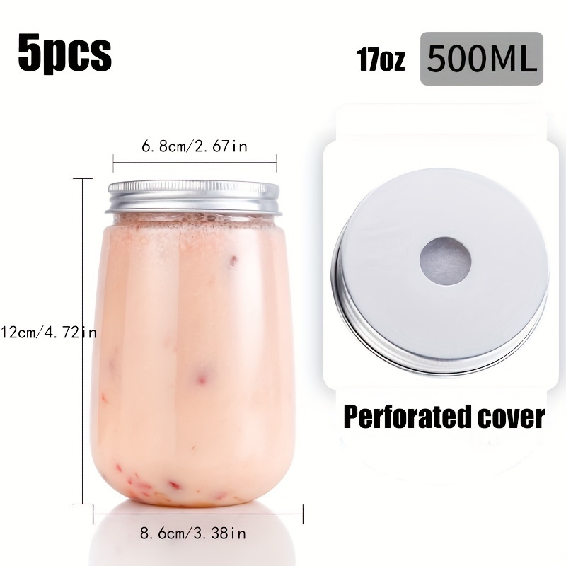 5pcs Plastic Juice Bottles, Clear Bulk Beverage Container, Leak-proof &  Large Capacity, Creative Juicing Container For Smoothies, Juice, Milk & Diy  Drinks