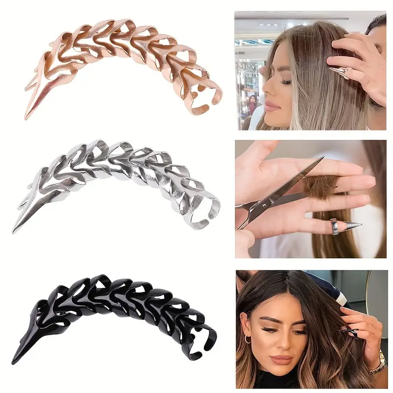 Braids Accessories Retro Punk Hair Selecting Tools Hair Accessories Gothic Talon Nail Finger Claw Spike Rings for Braiding Hair,Temu