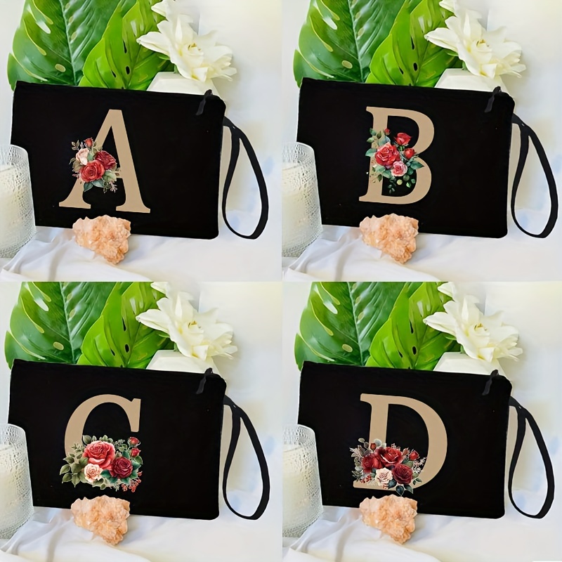 Elegante Pochette Con Motivo Floreale E Lettere, Pochette Per Trucchi Con  Cerniera, Borsa Per Cosmetici Da Viaggio Da Donna - Temu Italy