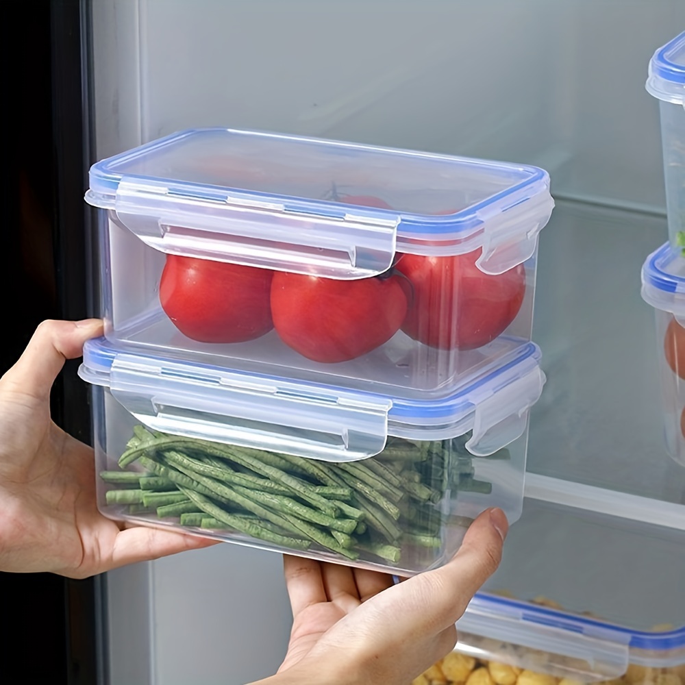 Refrigerator Storage Box Kitchen Transparent with Lid Rectangular