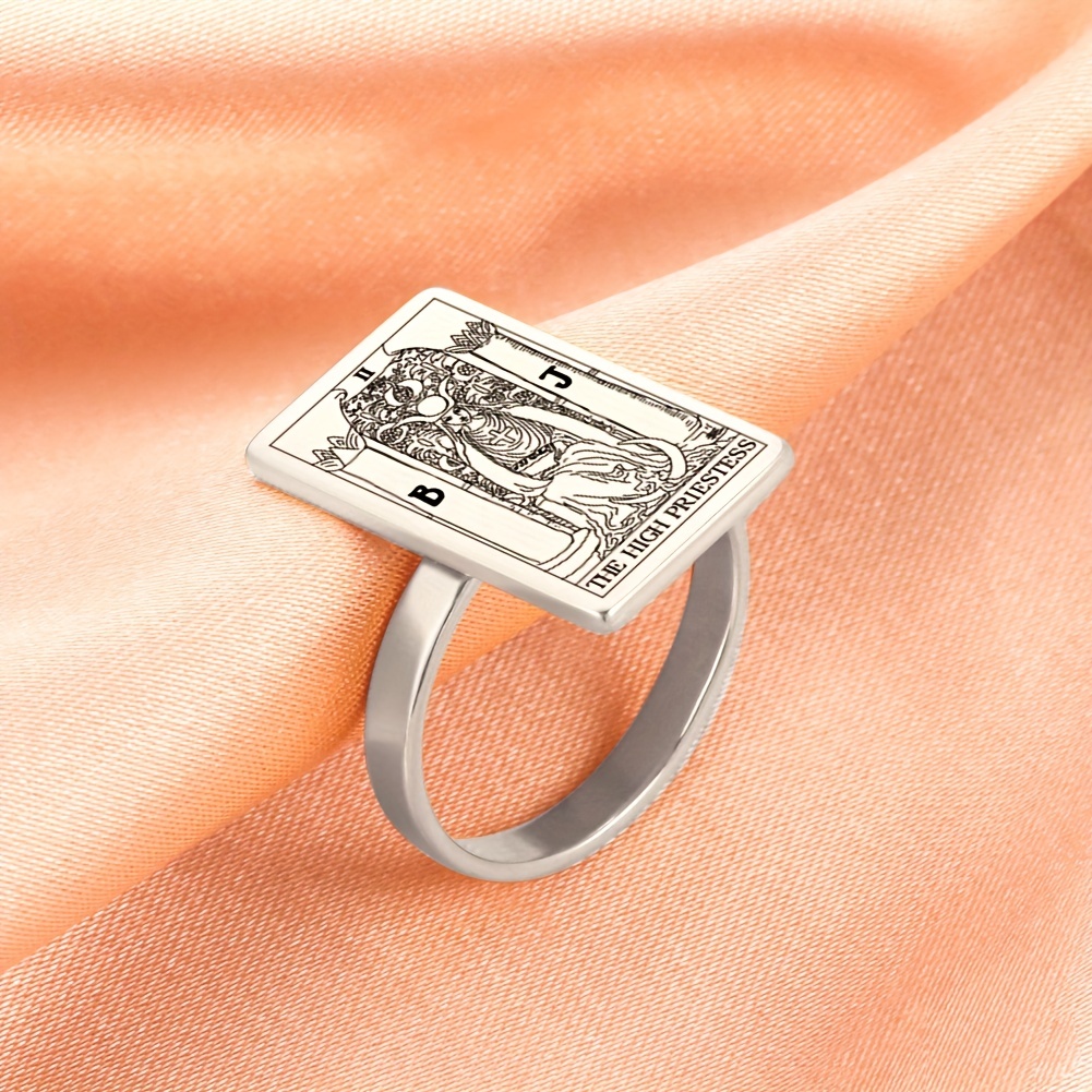 Stainless Steel Tarot Cards Ring Amulet for Men