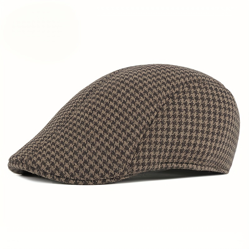 1pc houndstooth thickened warm beret cap newsboy cap for hunting golf sport ideal choice for gifts
