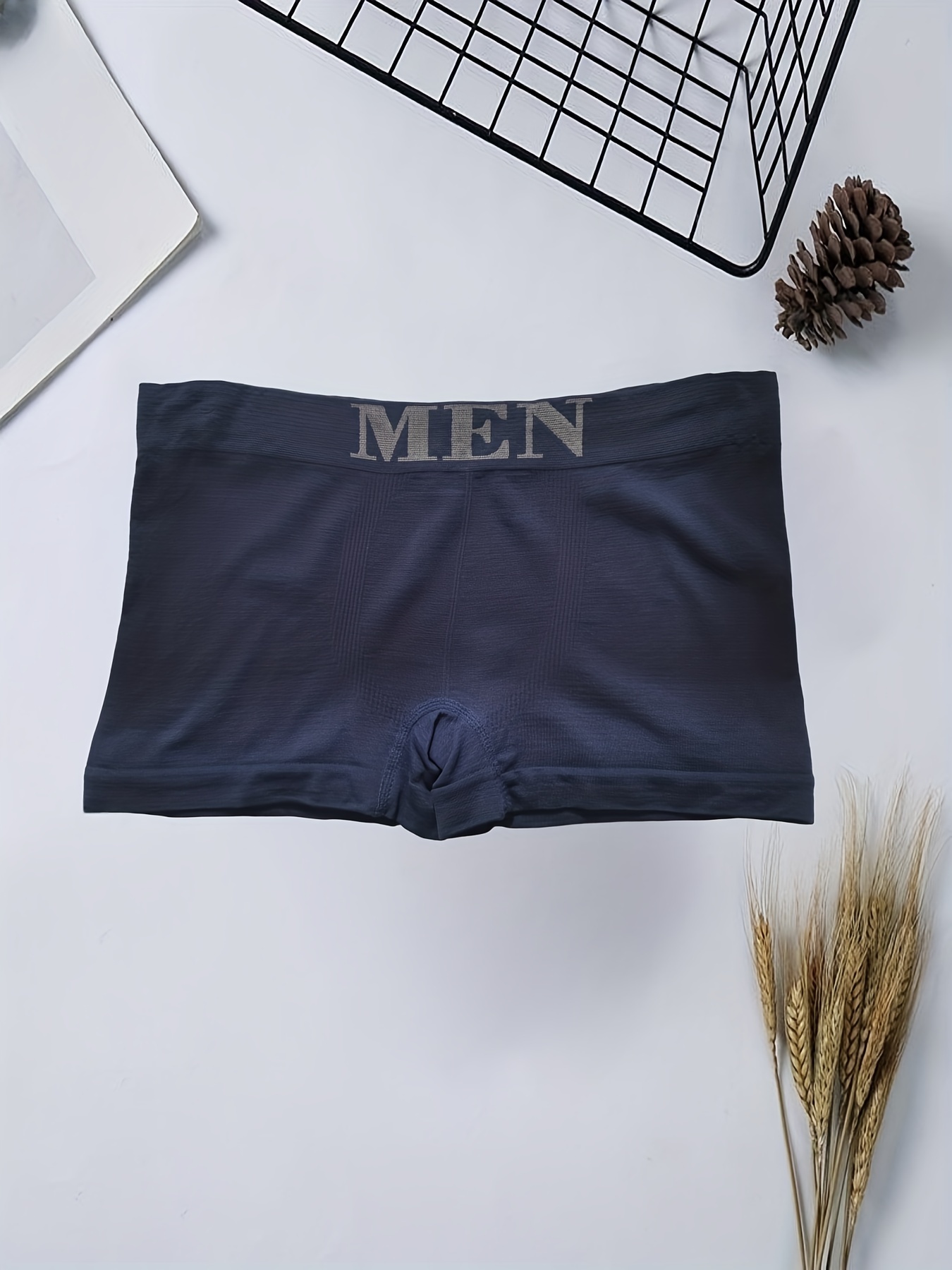 Men's 'men' Print New Fashion Boxers Briefs Seamless - Temu