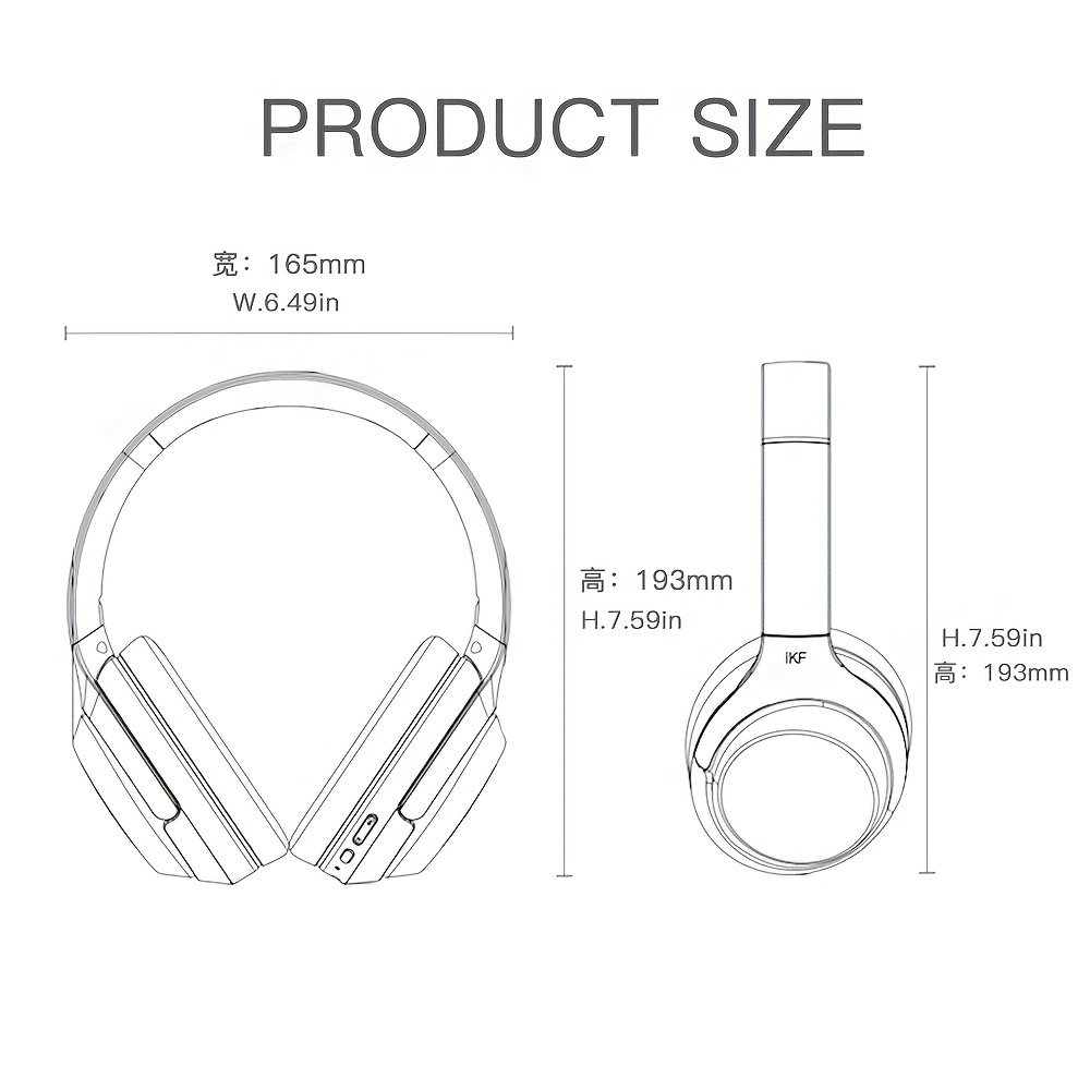 Ikf T1-wireless Headphones Call Noise Cancelling Wired Headset