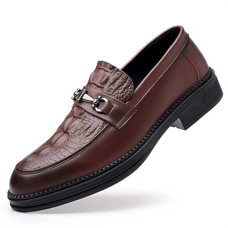 Crocodile Embossed Pointed Top Formal Dress Shoes for Wedding Business
