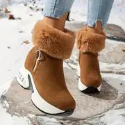 womens platform snow boots casual side zipper plush lined boots comfortable winter boots details 11